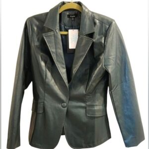 Fate Teal Green Womens Jacket Blazer Faux Leather SZ Medium